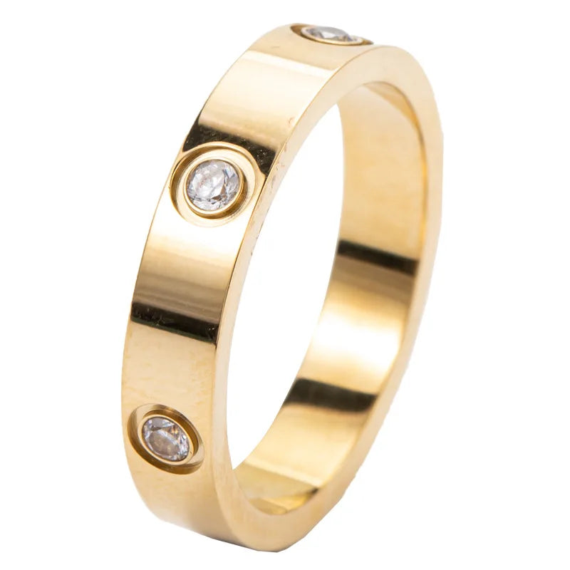 Gold Color Love Ring for Women Men Couple Rings Jewelry Wedding