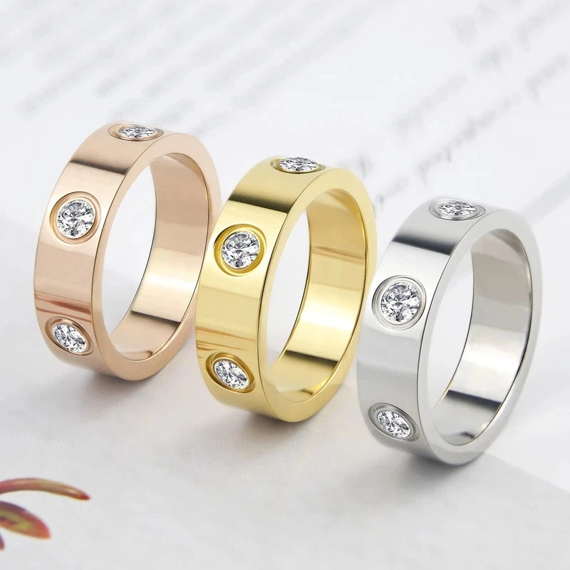 Gold Color Love Ring for Women Men Couple Rings Jewelry Wedding