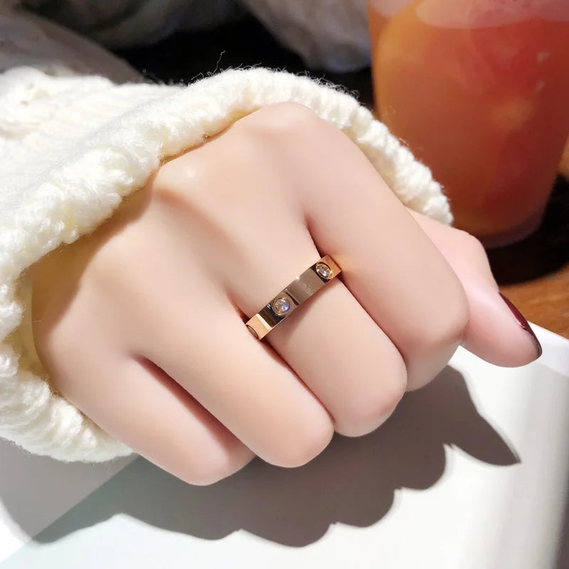 Gold Color Love Ring for Women Men Couple Rings Jewelry Wedding