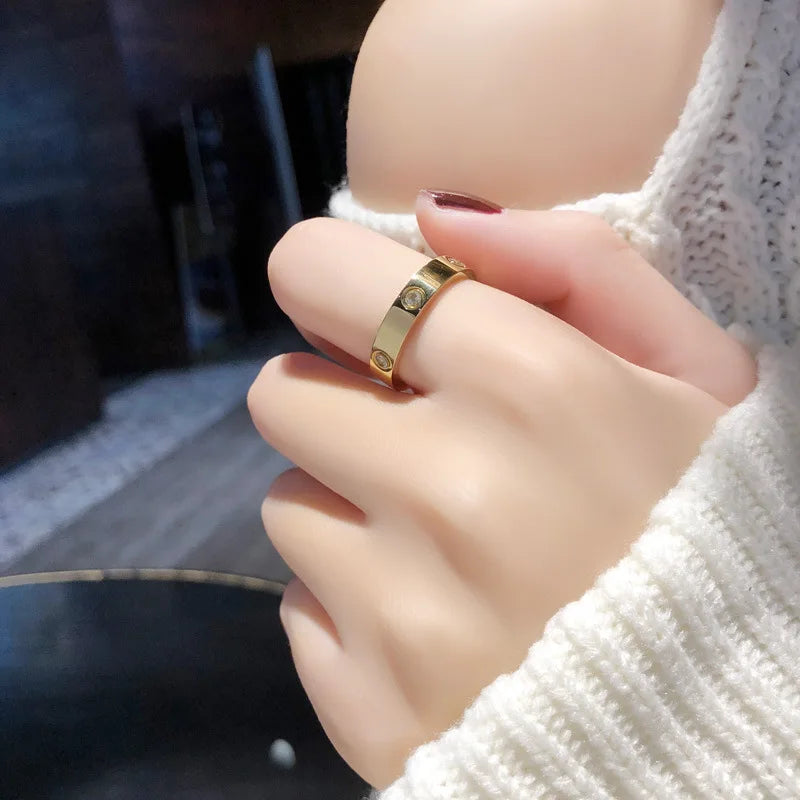 Gold Color Love Ring for Women Men Couple Rings Jewelry Wedding