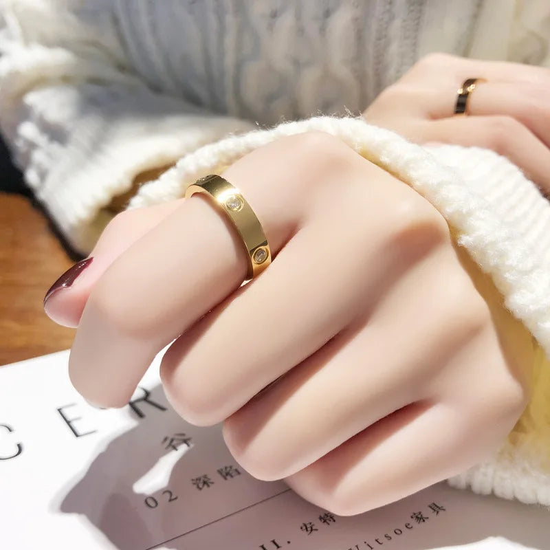 Gold Color Love Ring for Women Men Couple Rings Jewelry Wedding