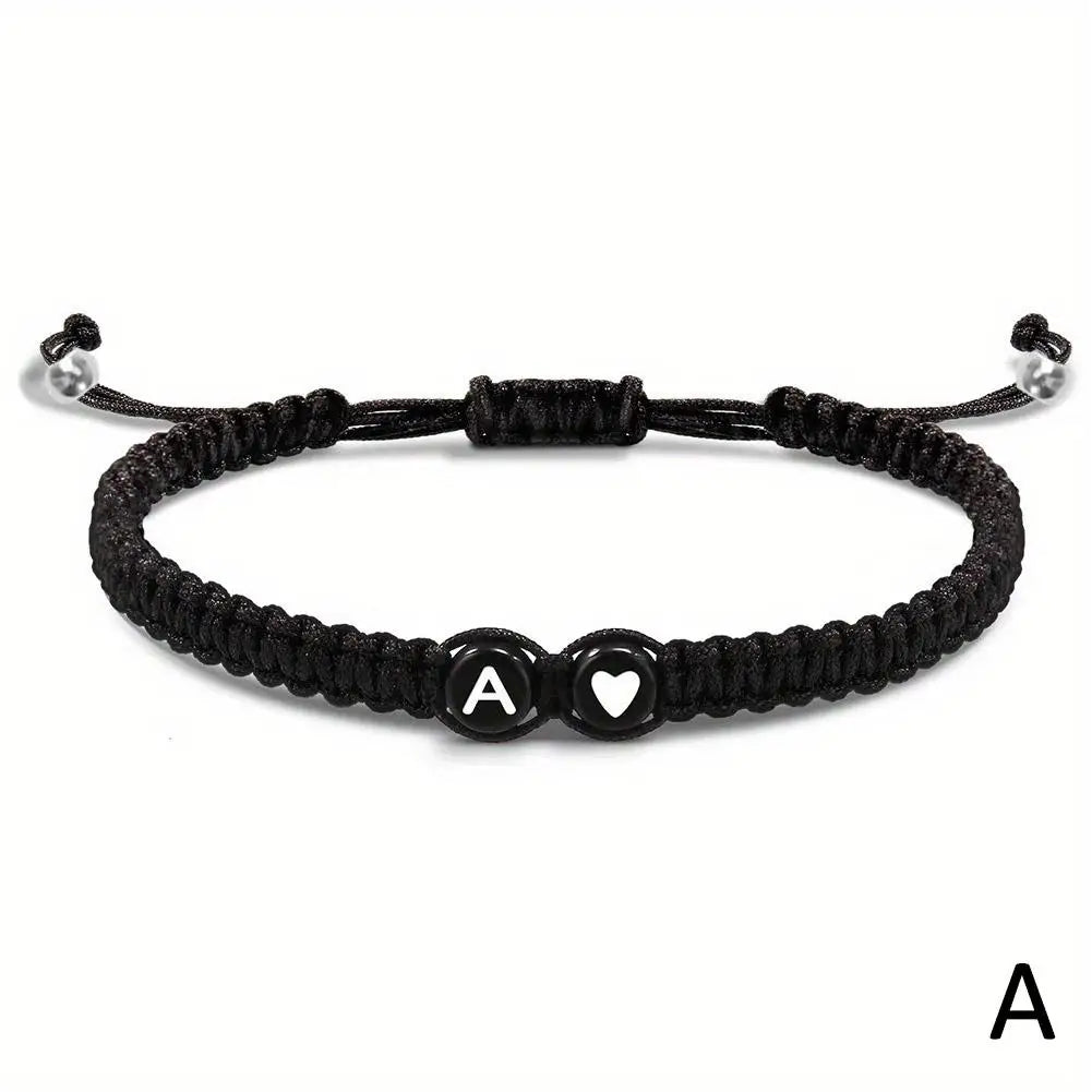 26 Letters Initial Heart Bracelets Adjustable A-Z Name For Women Men Friendship