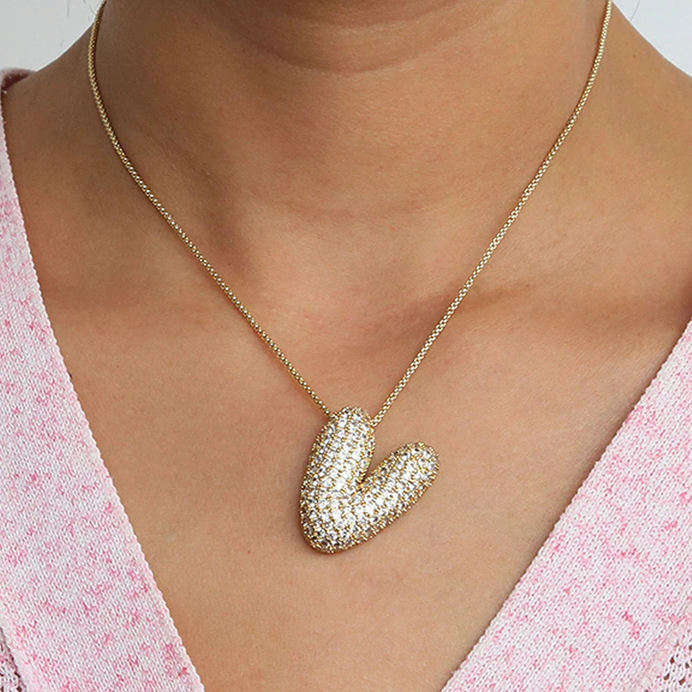 A-Z Letters Necklace Women Men Stainless Steel Chain Alphabet Gold