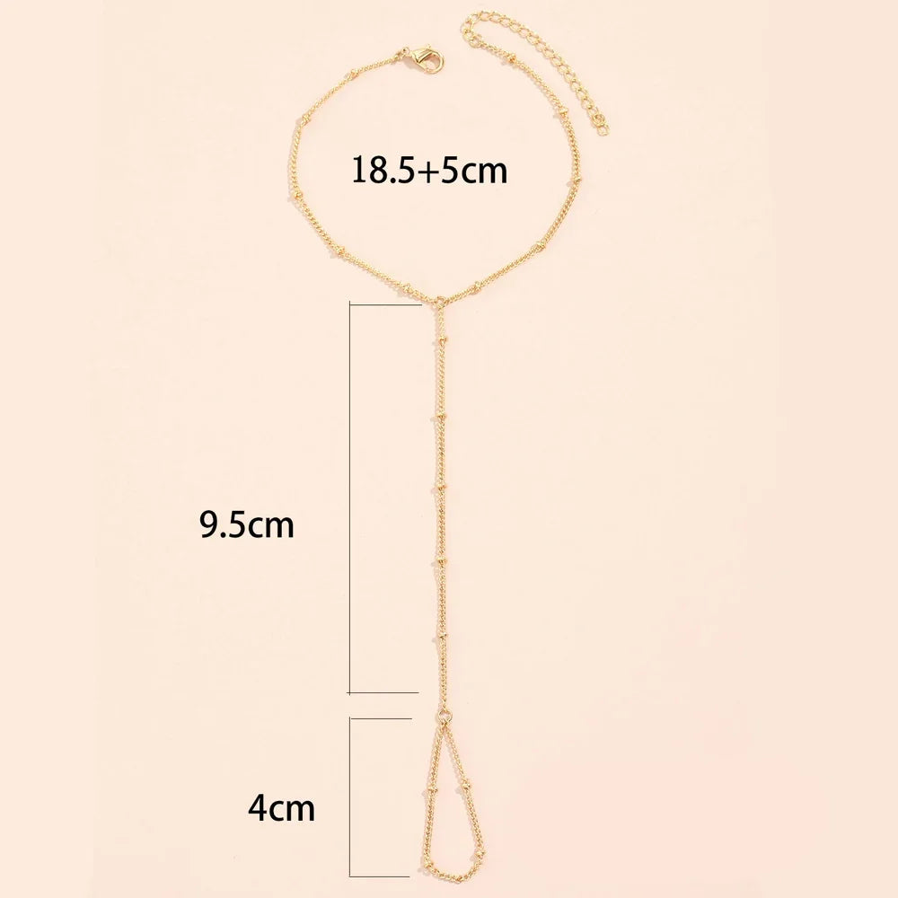 Hand Chain Bracelet Ring Gold