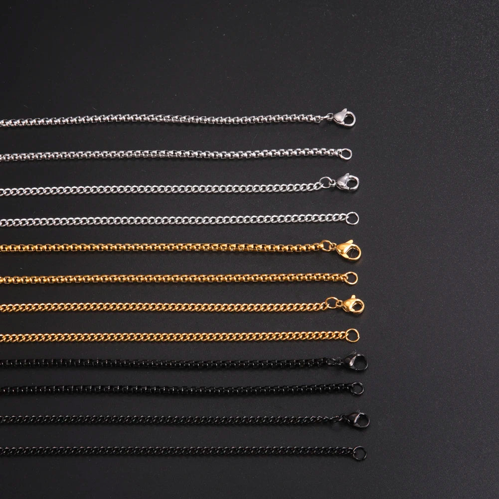 Chain Necklace Men Stainless Steel Black Gold Color Link Chains