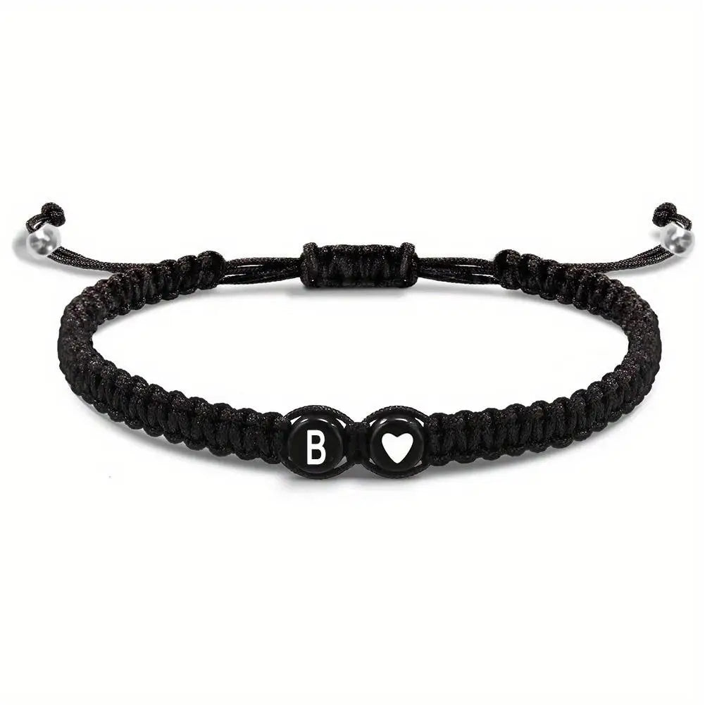 26 Letters Initial Heart Bracelets Adjustable A-Z Name For Women Men Friendship