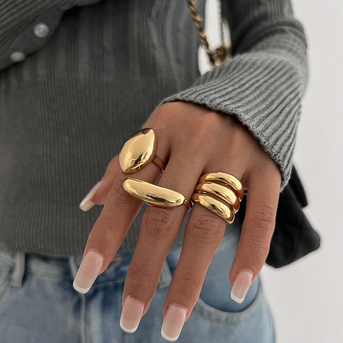 3pcs/set Metal Rings For Women Men Fashion Gold Silver Jewelry
