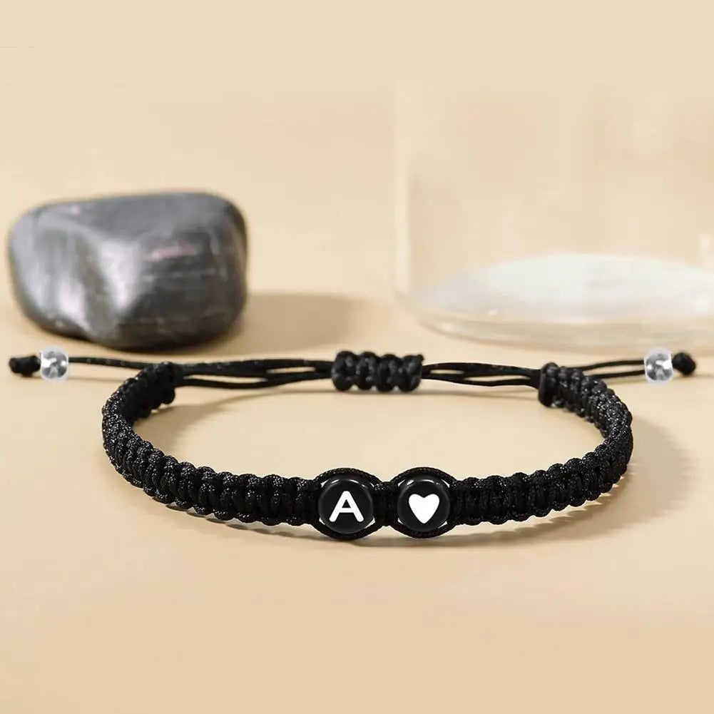 26 Letters Initial Heart Bracelets Adjustable A-Z Name For Women Men Friendship