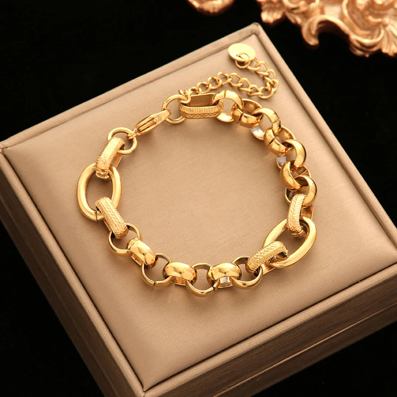 Stainless Bracelet Bangles For Women 18K Gold Chain Waterproof Jewelry