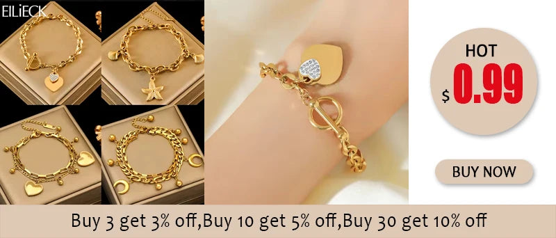 Stainless Bracelet Bangles For Women 18K Gold Chain Waterproof Jewelry