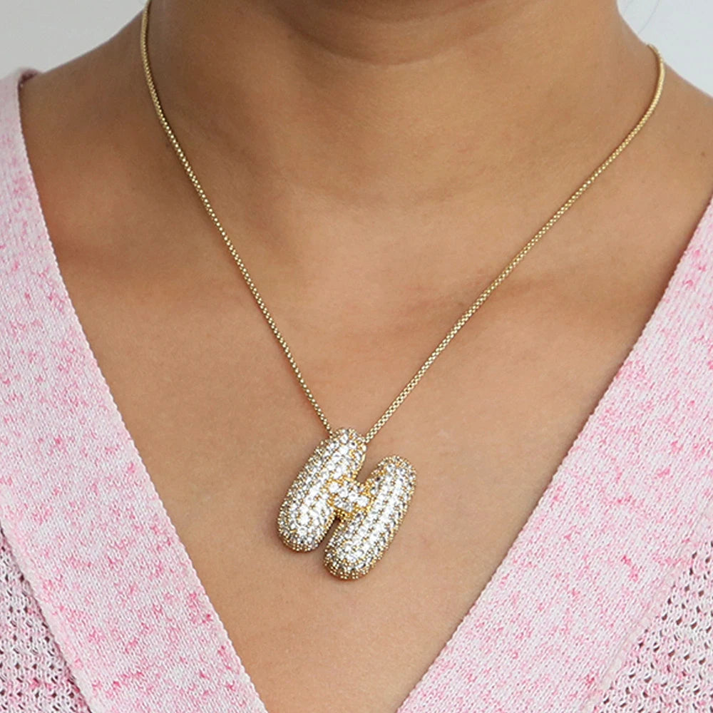 A-Z Letters Necklace Women Men Stainless Steel Chain Alphabet Gold