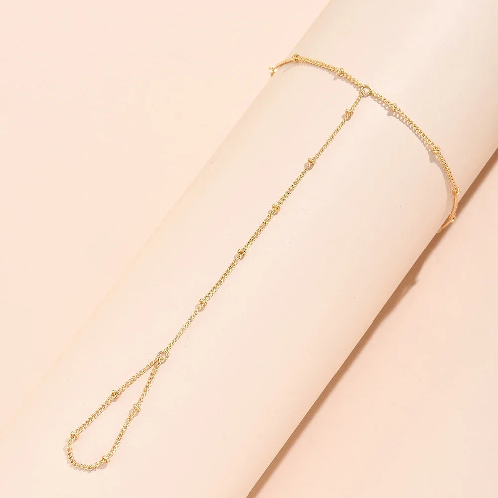 Hand Chain Bracelet Ring Gold