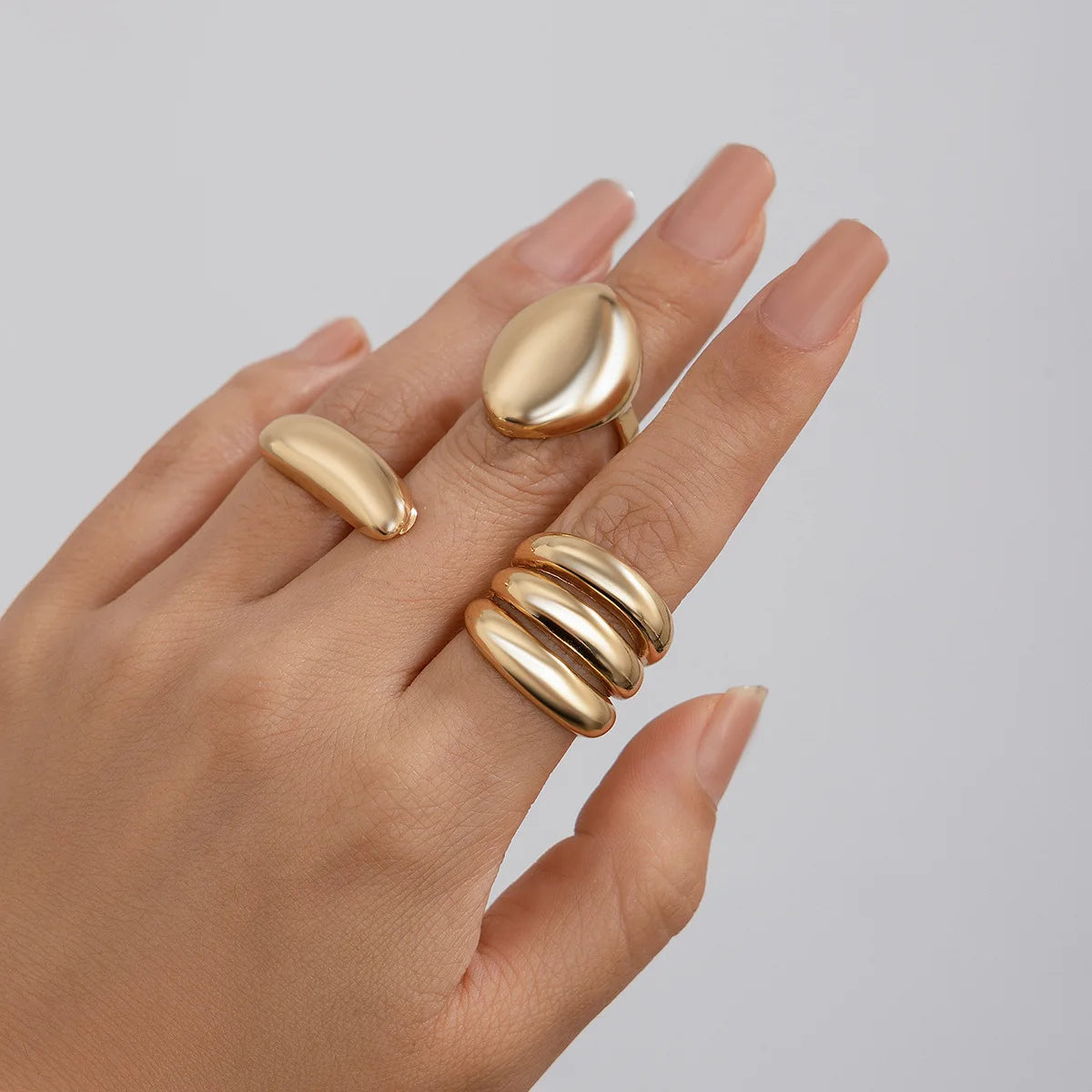 3pcs/set Metal Rings For Women Men Fashion Gold Silver Jewelry