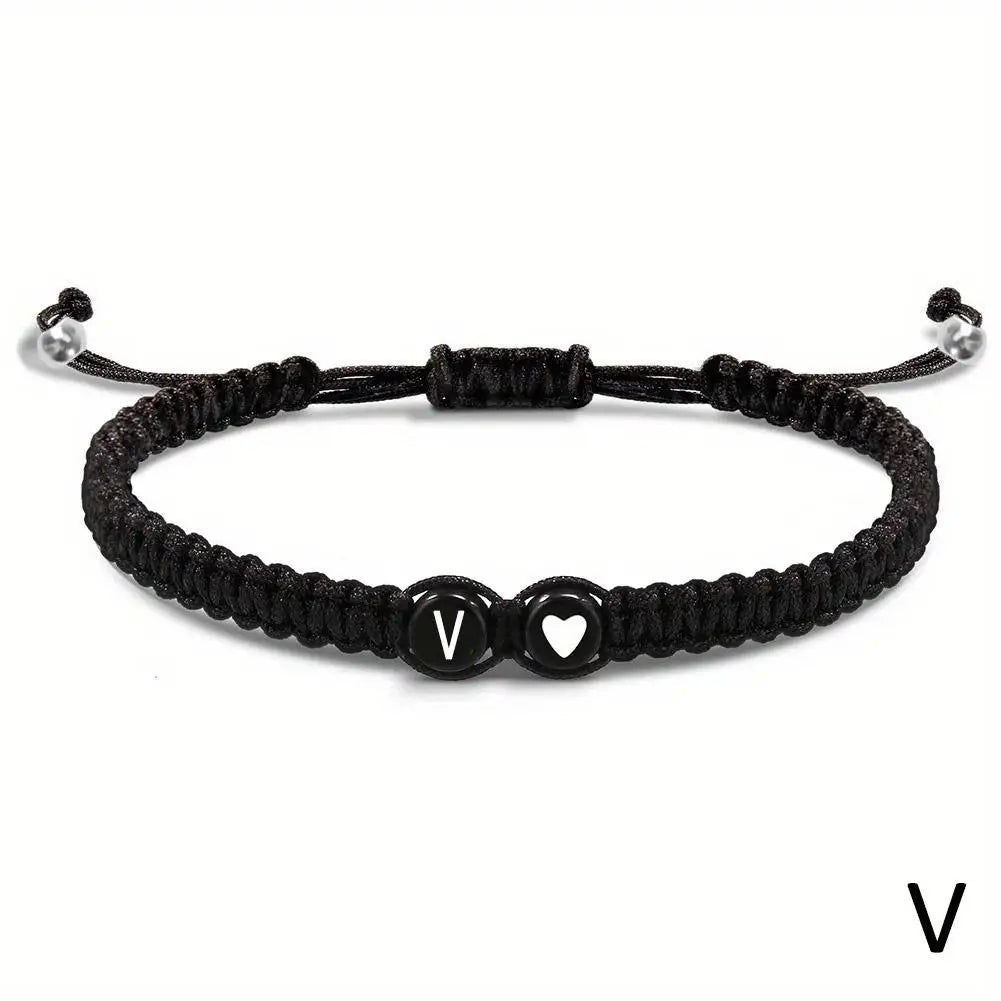 26 Letters Initial Heart Bracelets Adjustable A-Z Name For Women Men Friendship