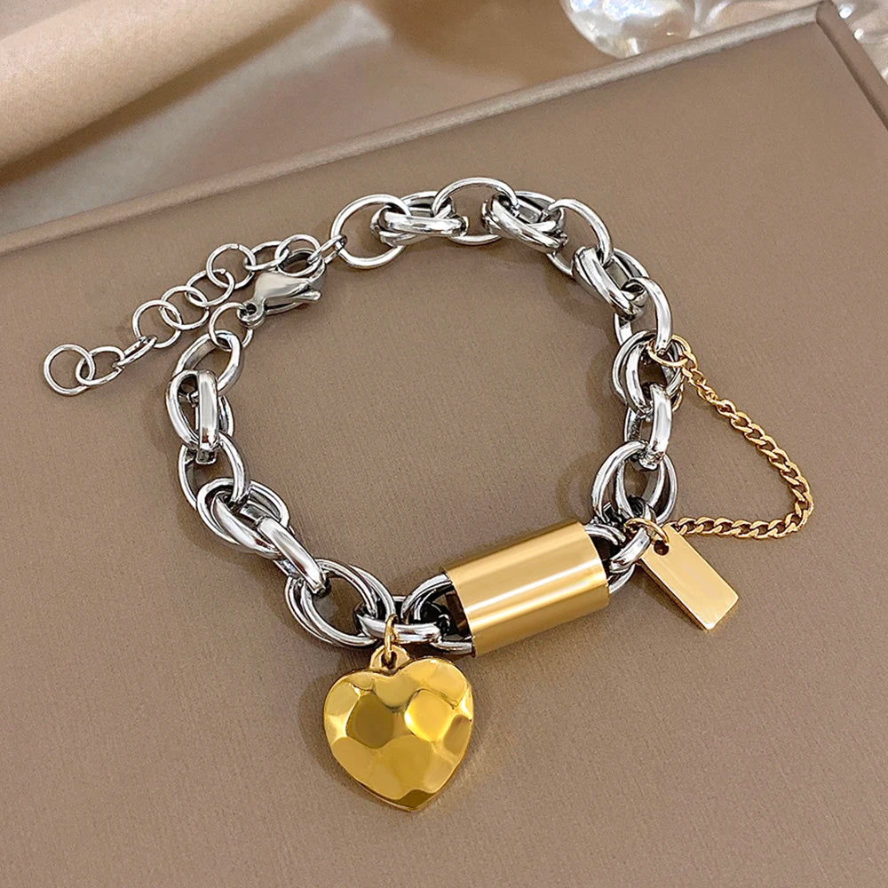 Stainless Steel Charm Bracelet Gold