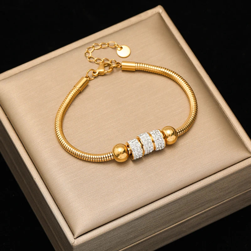 Stainless Bracelet Bangles For Women 18K Gold Chain Waterproof Jewelry