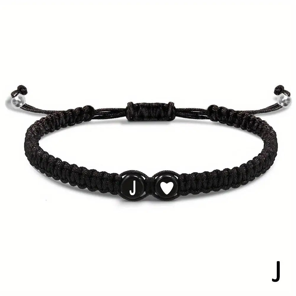 26 Letters Initial Heart Bracelets Adjustable A-Z Name For Women Men Friendship