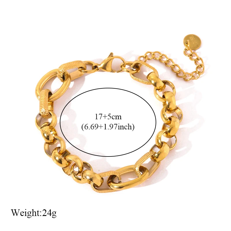 Stainless Bracelet Bangles For Women 18K Gold Chain Waterproof Jewelry