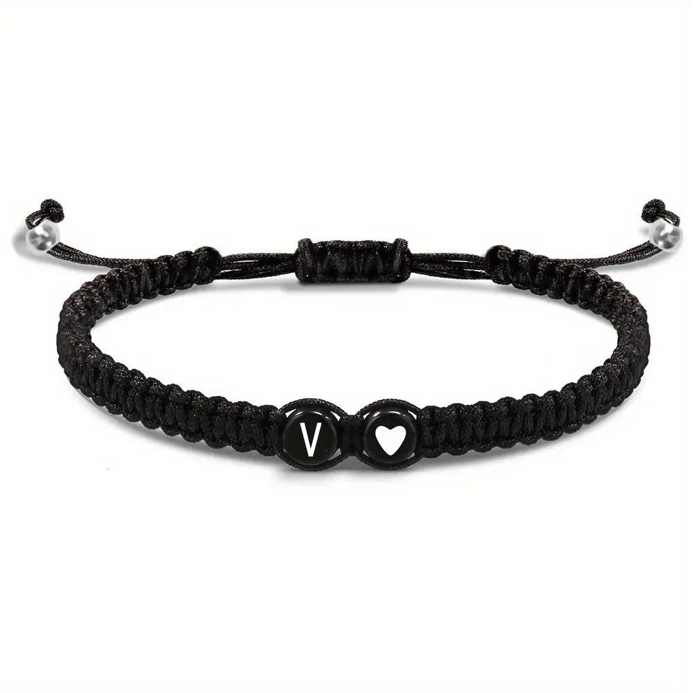 26 Letters Initial Heart Bracelets Adjustable A-Z Name For Women Men Friendship