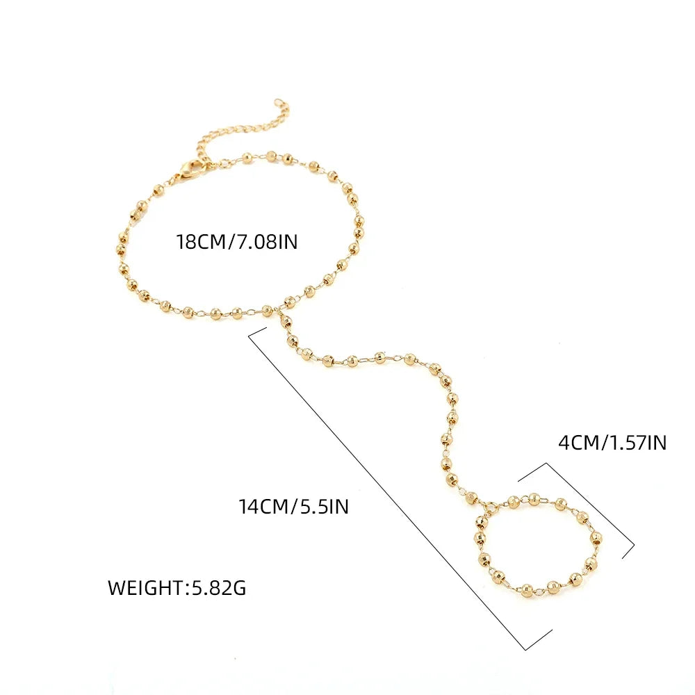 Hand Chain Bracelet Ring Gold