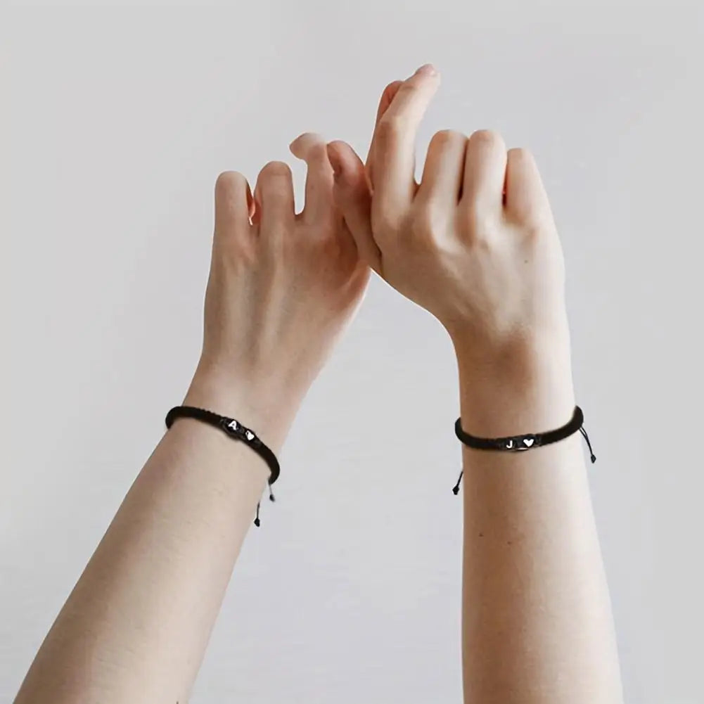 26 Letters Initial Heart Bracelets Adjustable A-Z Name For Women Men Friendship