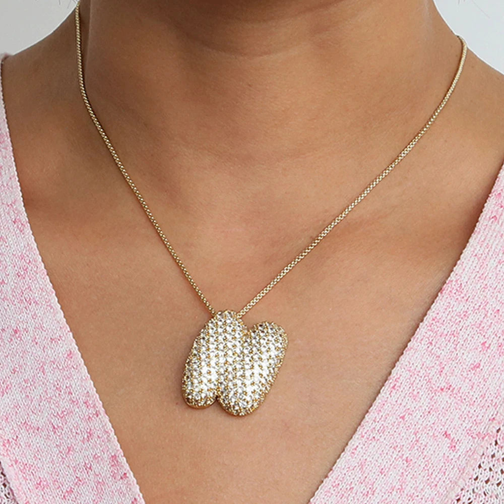 A-Z Letters Necklace Women Men Stainless Steel Chain Alphabet Gold