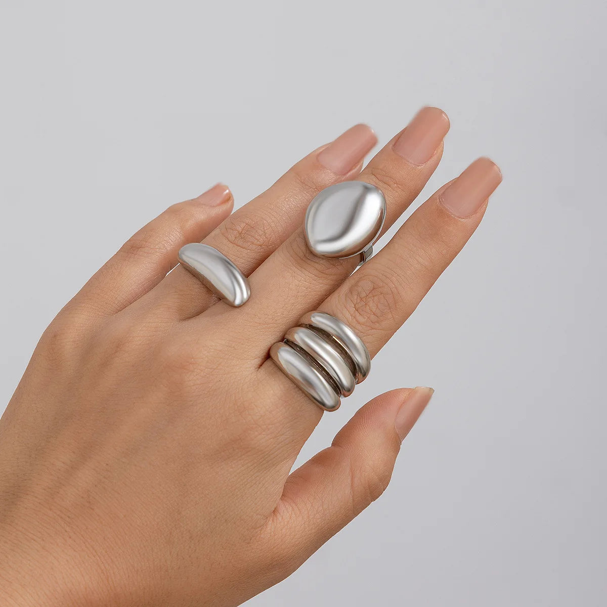 3pcs/set Metal Rings For Women Men Fashion Gold Silver Jewelry