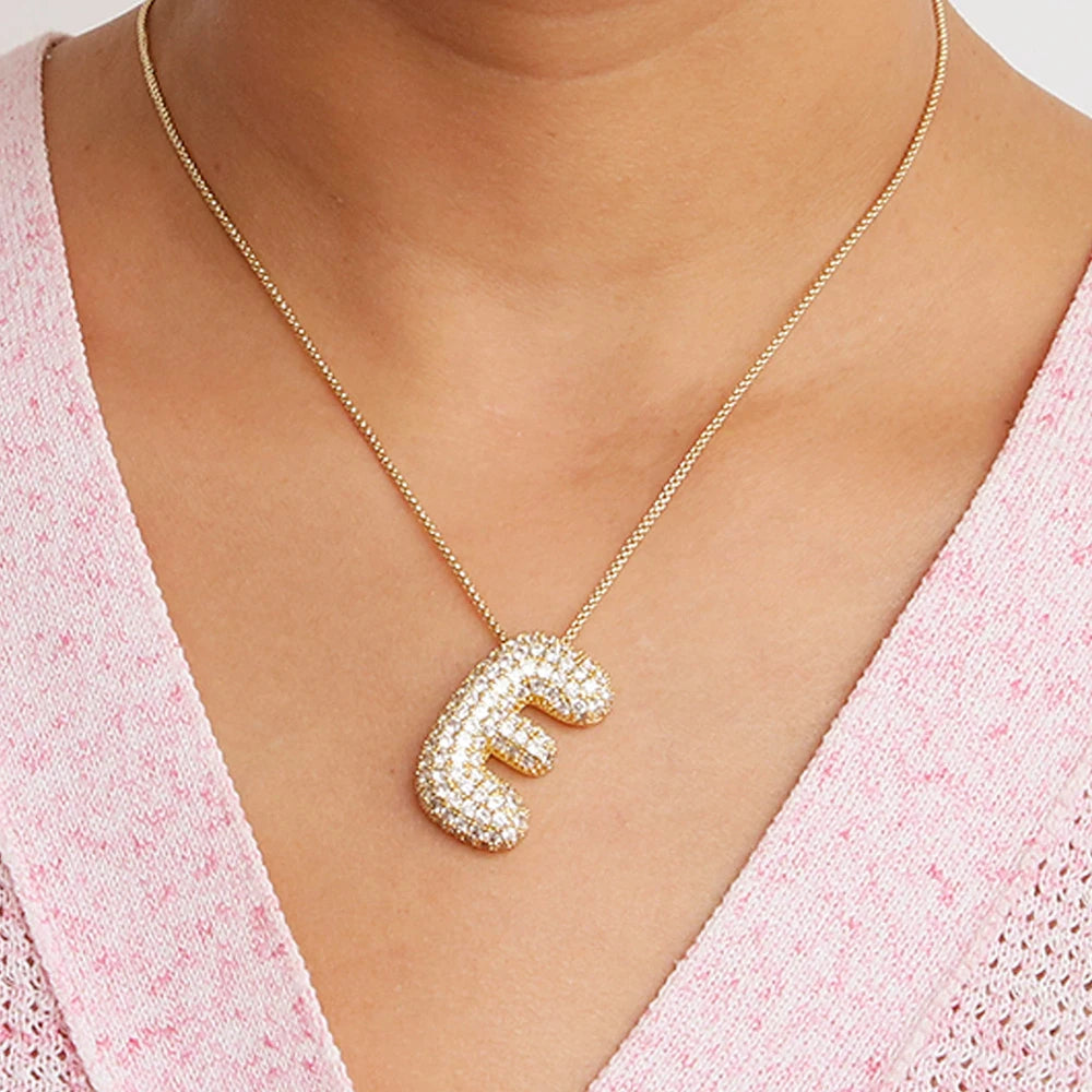 A-Z Letters Necklace Women Men Stainless Steel Chain Alphabet Gold