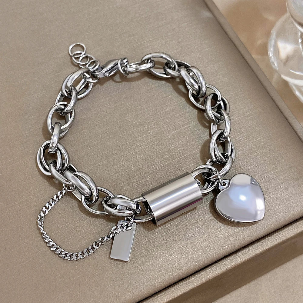 Stainless Steel Charm Bracelet Gold