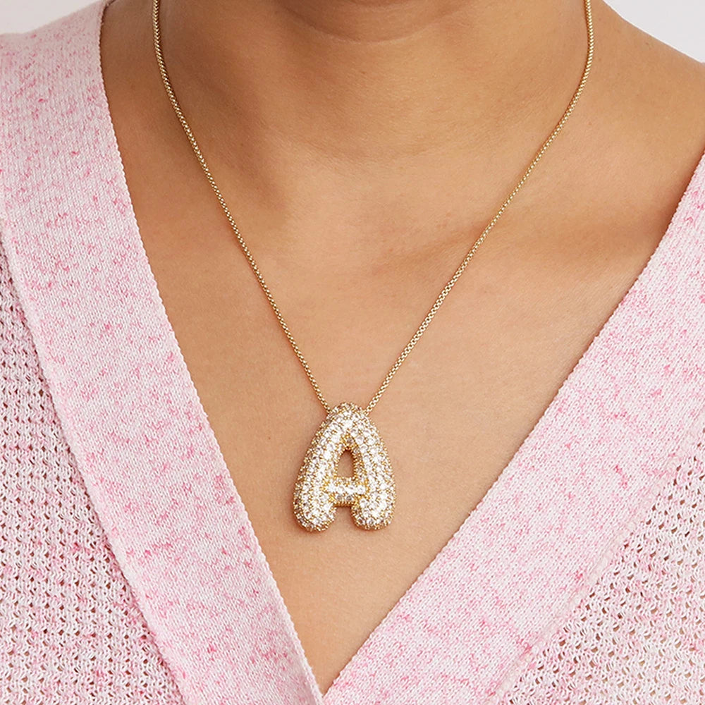 A-Z Letters Necklace Women Men Stainless Steel Chain Alphabet Gold