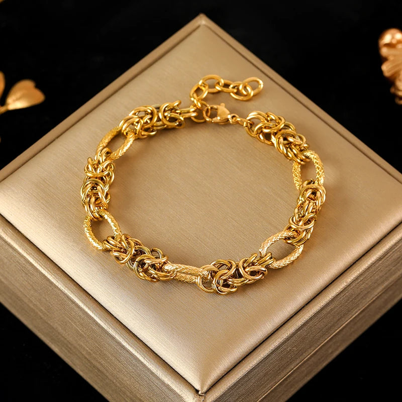 Stainless Bracelet Bangles For Women 18K Gold Chain Waterproof Jewelry