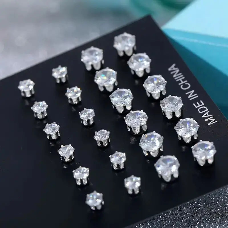 Maximum 36 Pairs Earrings Set for Women Men Versatile Chic Silver