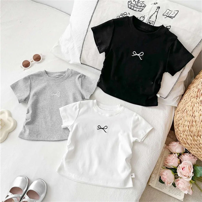 T-shirts for Kids 0-12 Years Cotton Toddler Girl Tops Baby Girls Tees Students Clothes