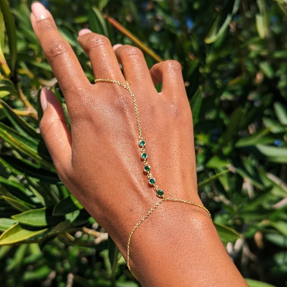 Hand Chain Bracelet Ring Gold