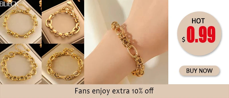 Stainless Bracelet Bangles For Women 18K Gold Chain Waterproof Jewelry
