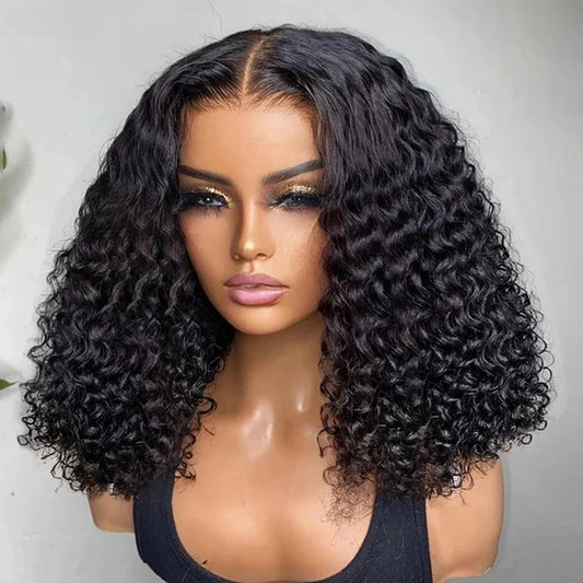 Glue Water Wave 13x4 Bob Wigs Curly 7x5 Glueless Wig Human Hair Lace Frontal Wigs