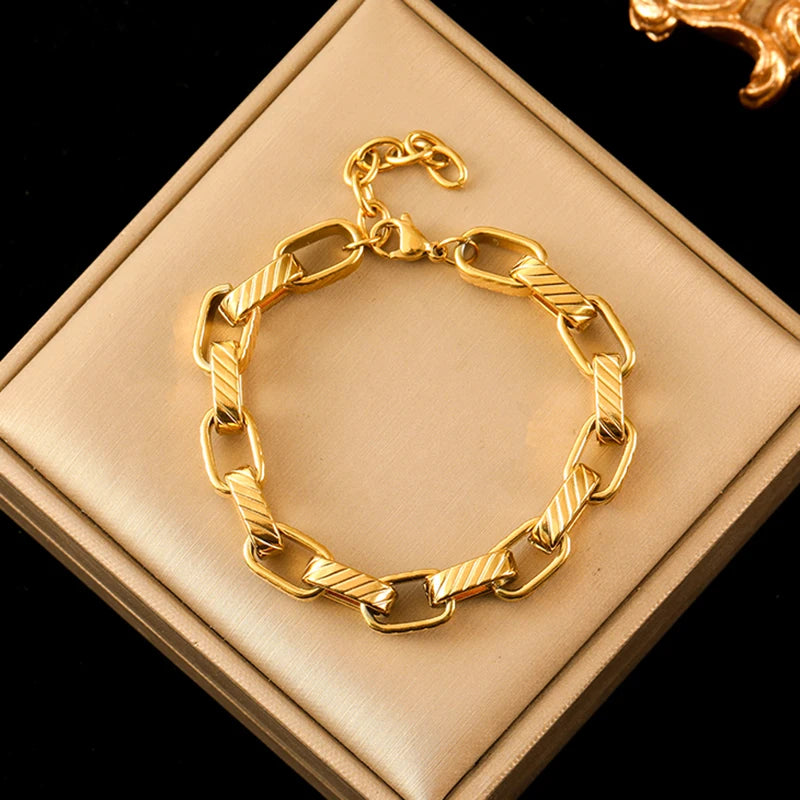 Stainless Bracelet Bangles For Women 18K Gold Chain Waterproof Jewelry