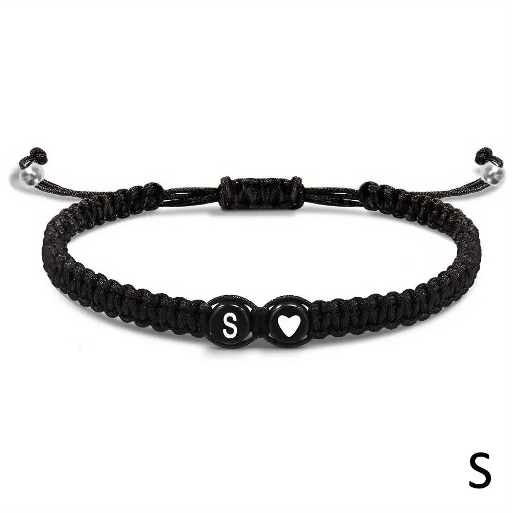 26 Letters Initial Heart Bracelets Adjustable A-Z Name For Women Men Friendship
