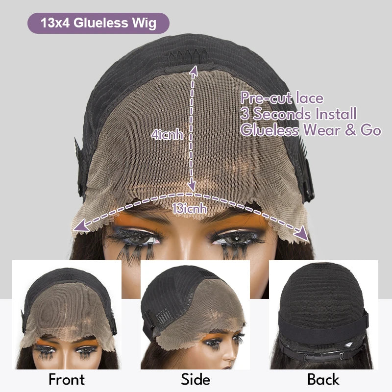 Glue Water Wave 13x4 Bob Wigs Curly 7x5 Glueless Wig Human Hair Lace Frontal Wigs
