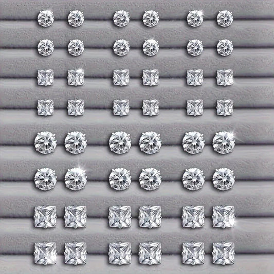 Simple, Elegant and Fashionable 48 Piece Earring Set, Women's  Stainless Steel Earrings