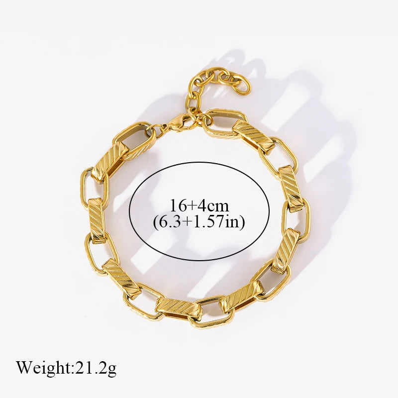 Stainless Bracelet Bangles For Women 18K Gold Chain Waterproof Jewelry