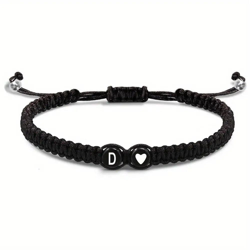 26 Letters Initial Heart Bracelets Adjustable A-Z Name For Women Men Friendship