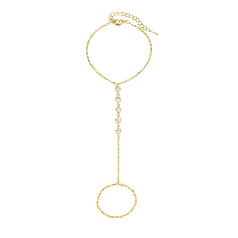 Hand Chain Bracelet Ring Gold