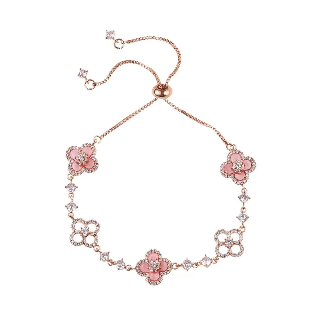 Pink Mother-of-Pearl Four-Leaf Clover Bracelet