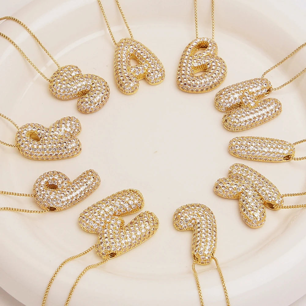 A-Z Letters Necklace Women Men Stainless Steel Chain Alphabet Gold