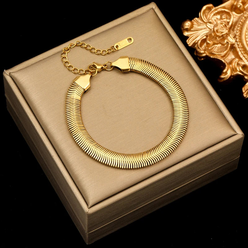 Stainless Bracelet Bangles For Women 18K Gold Chain Waterproof Jewelry