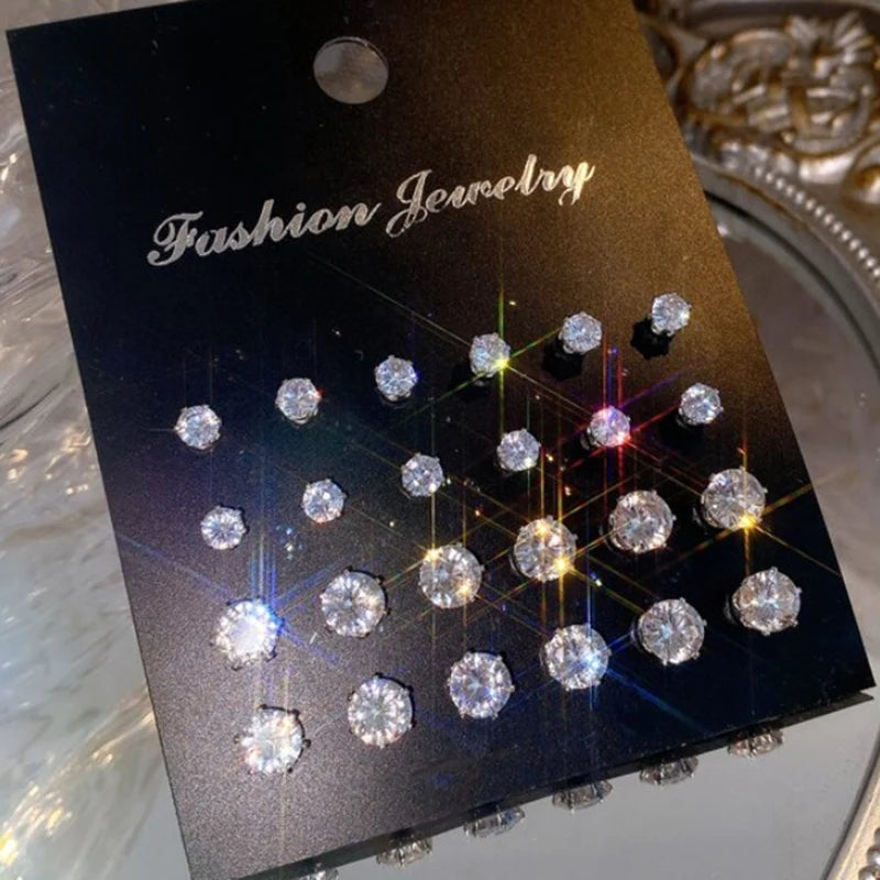 Maximum 36 Pairs Earrings Set for Women Men Versatile Chic Silver