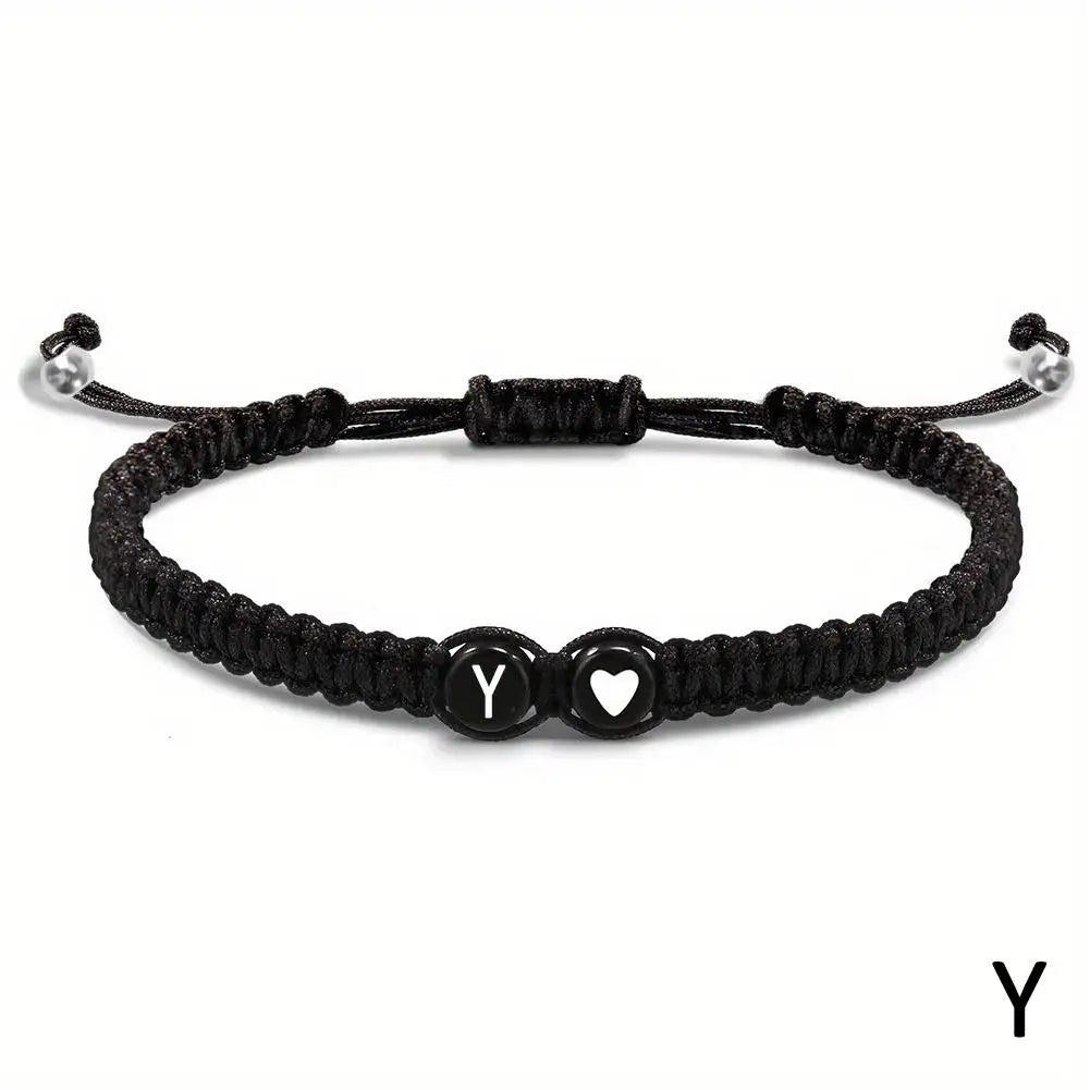 26 Letters Initial Heart Bracelets Adjustable A-Z Name For Women Men Friendship