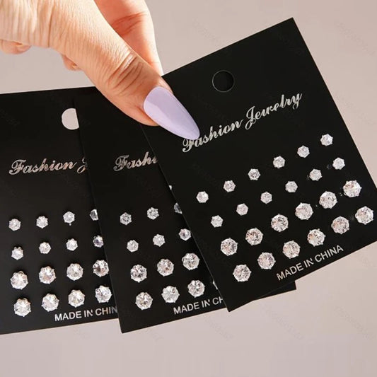 Maximum 36 Pairs Earrings Set for Women Men Versatile Chic Silver