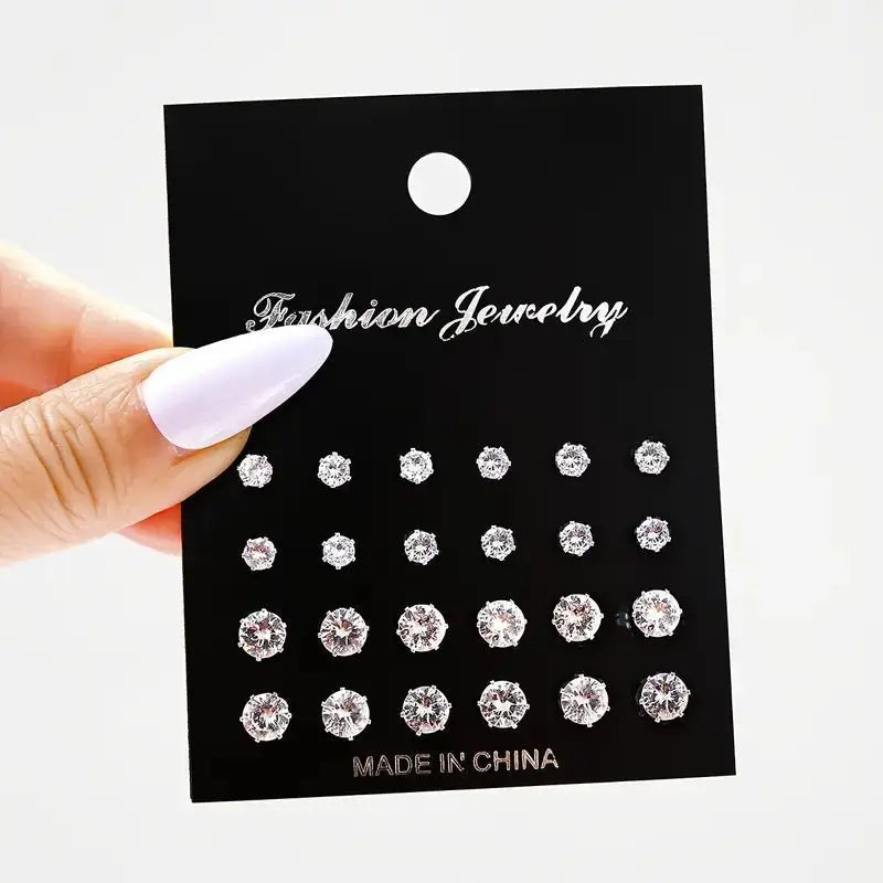 Maximum 36 Pairs Earrings Set for Women Men Versatile Chic Silver